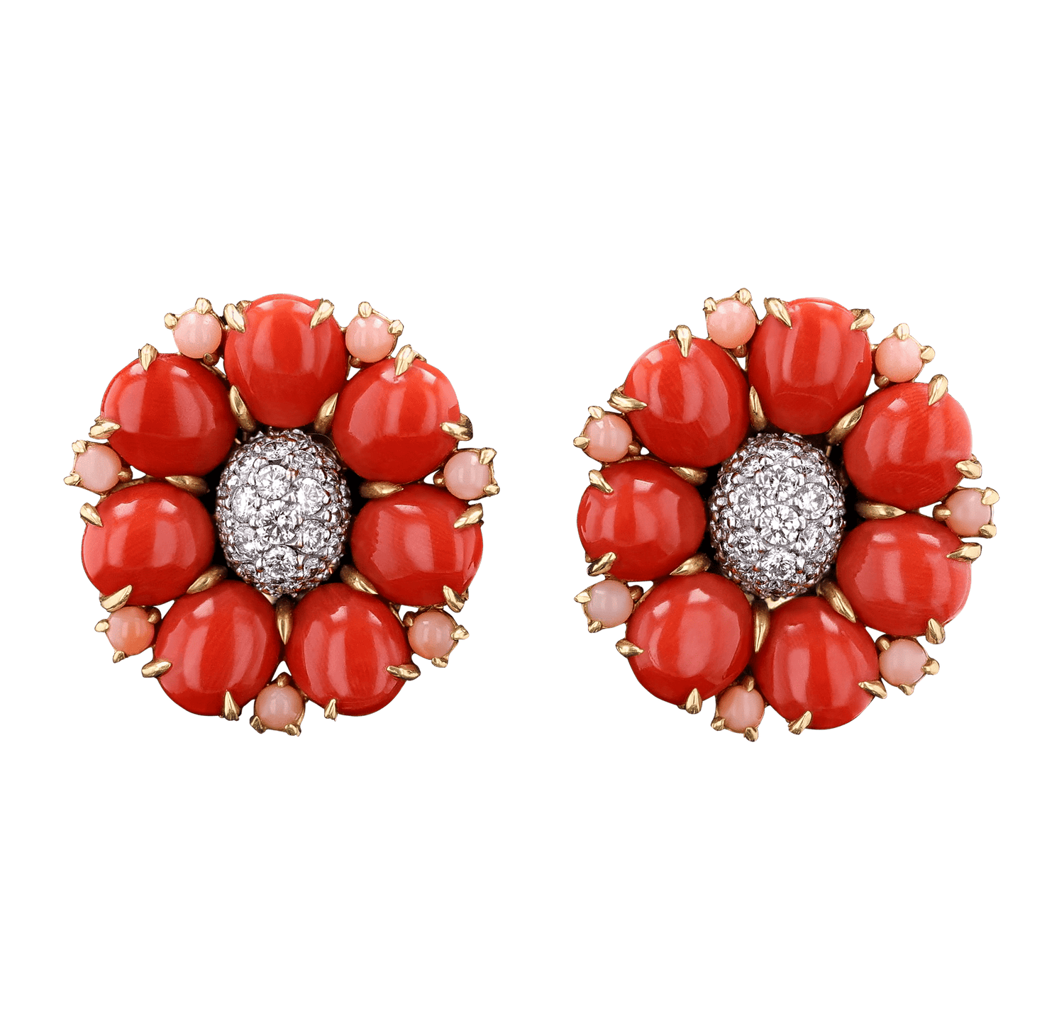Seaman Schepps Coral and Diamond Earrings