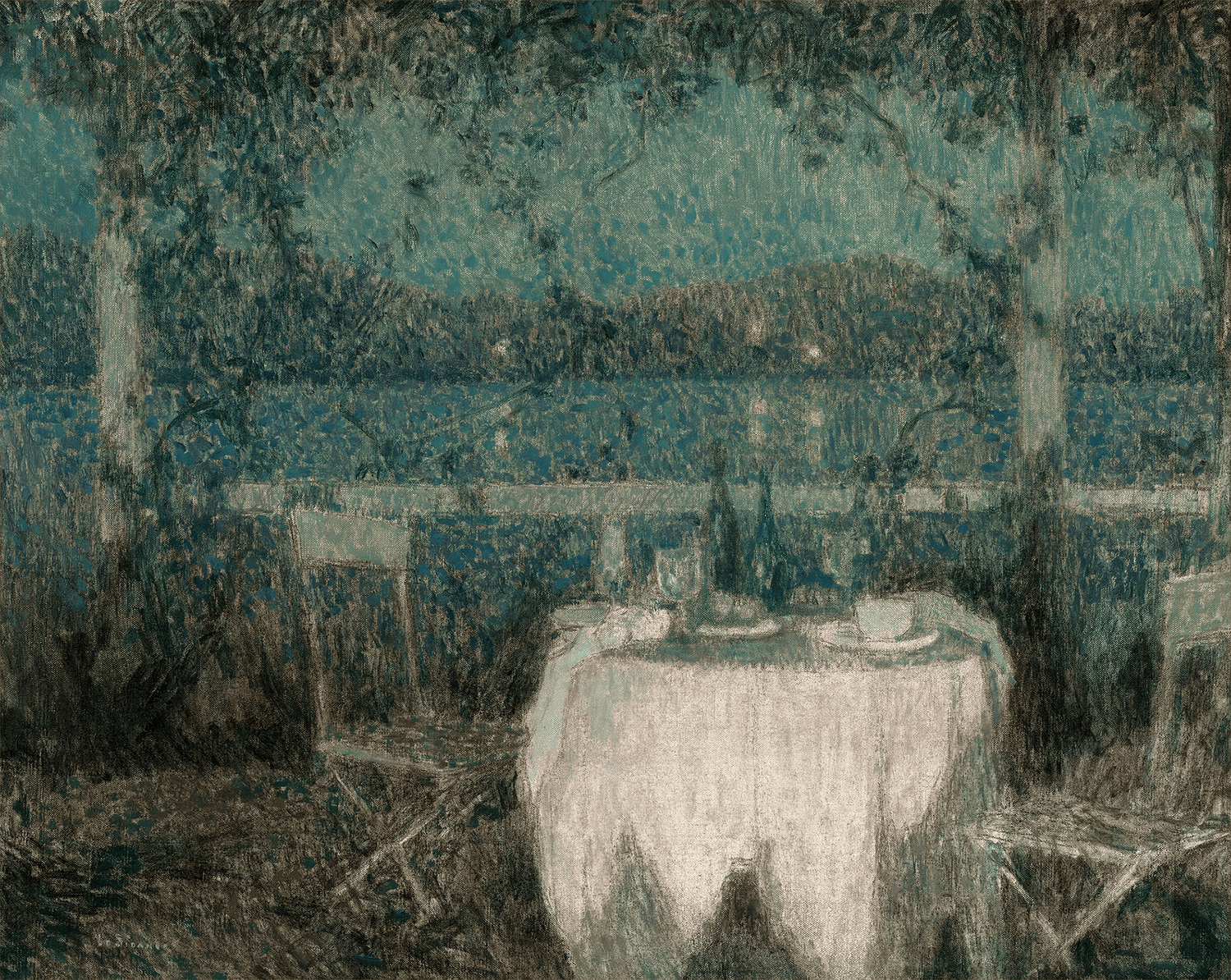 La table sur la terrasse au clair de lune by Henri Le Sidaner