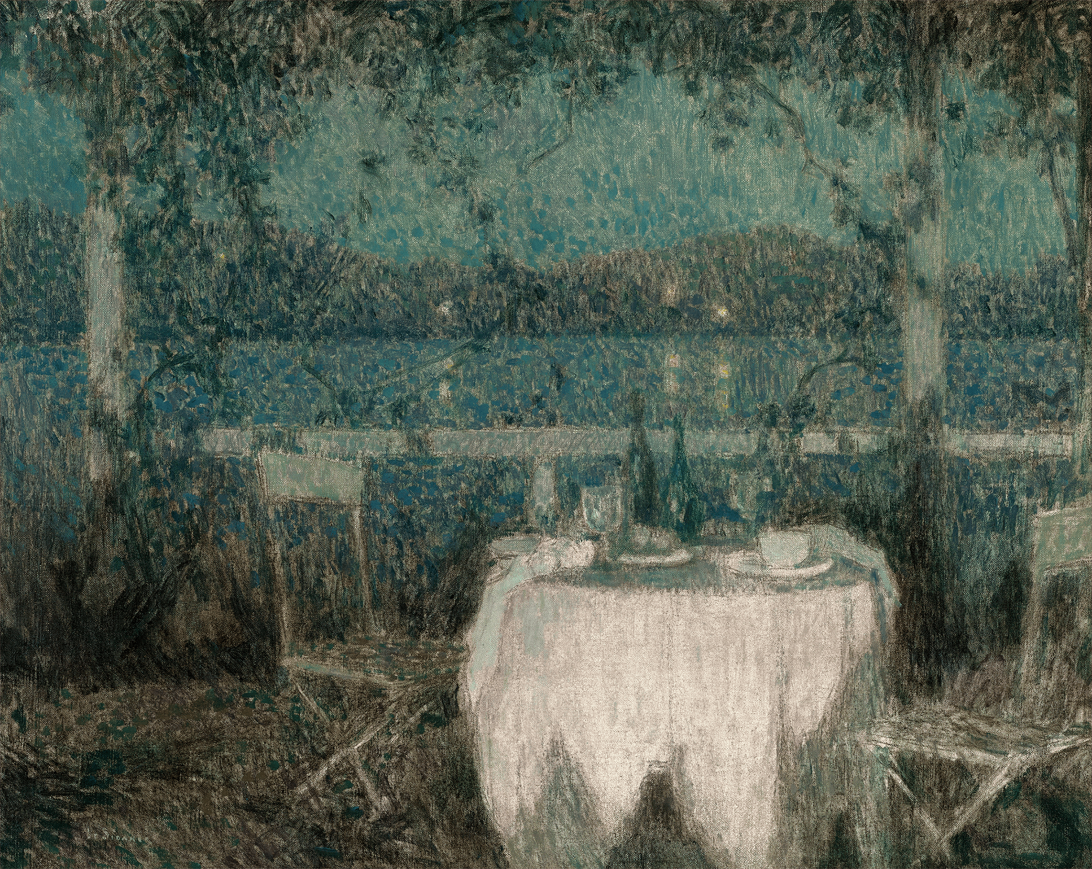 La table sur la terrasse au clair de lune by Henri Le Sidaner La table sur la terrasse au clair de lune by Henri Le Sidaner