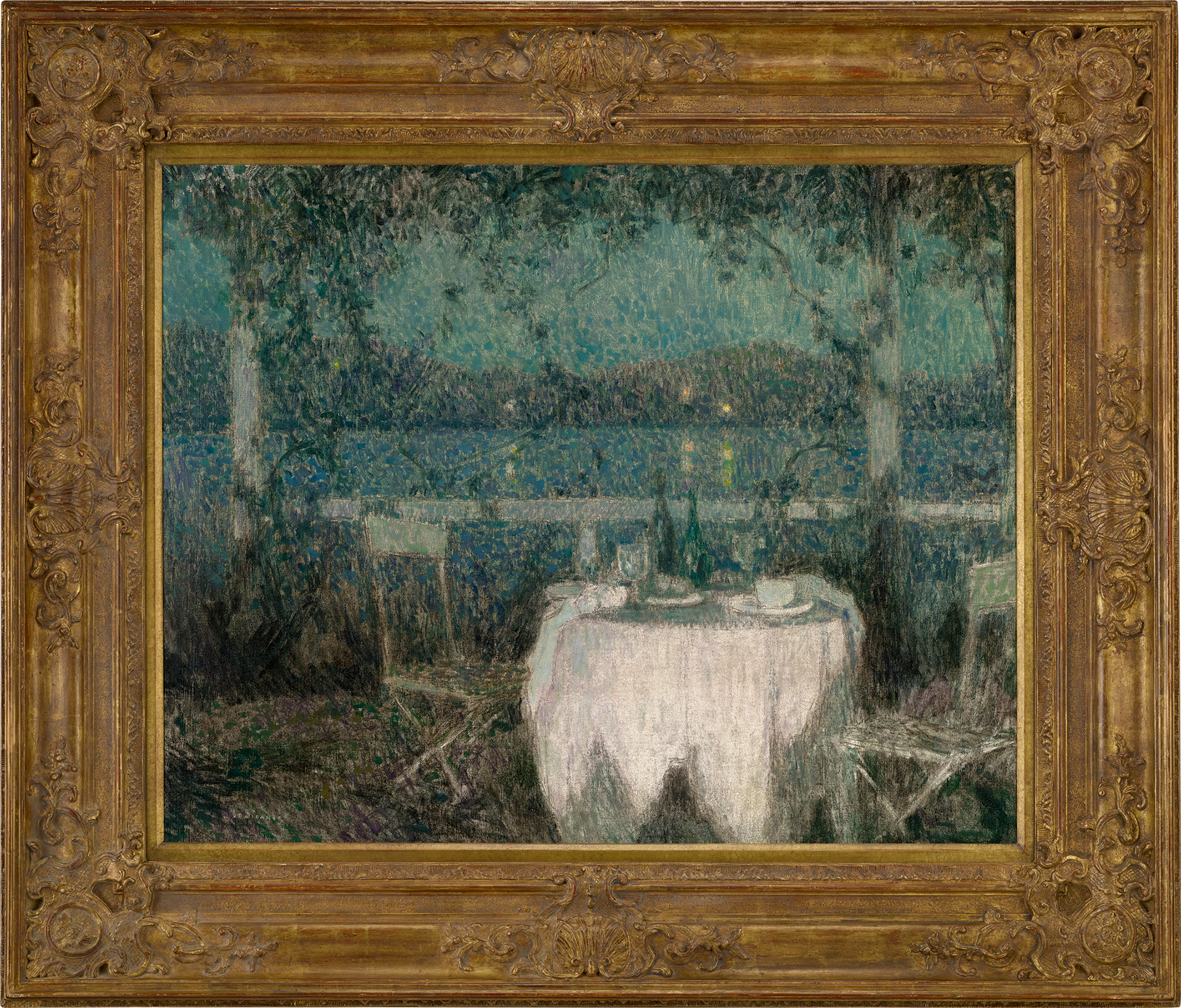 La table sur la terrasse au clair de lune by Henri Le Sidaner