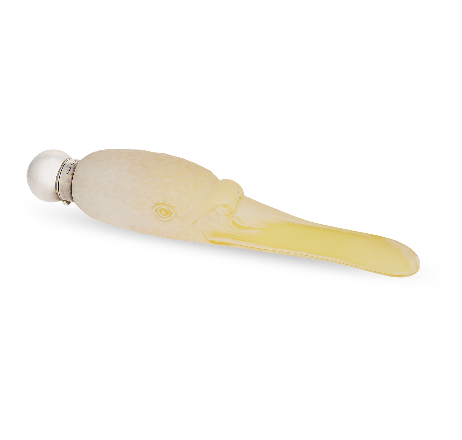 Yellow and White Swan Cameo Glass Perfume Bottle by Thomas Webb & Sons