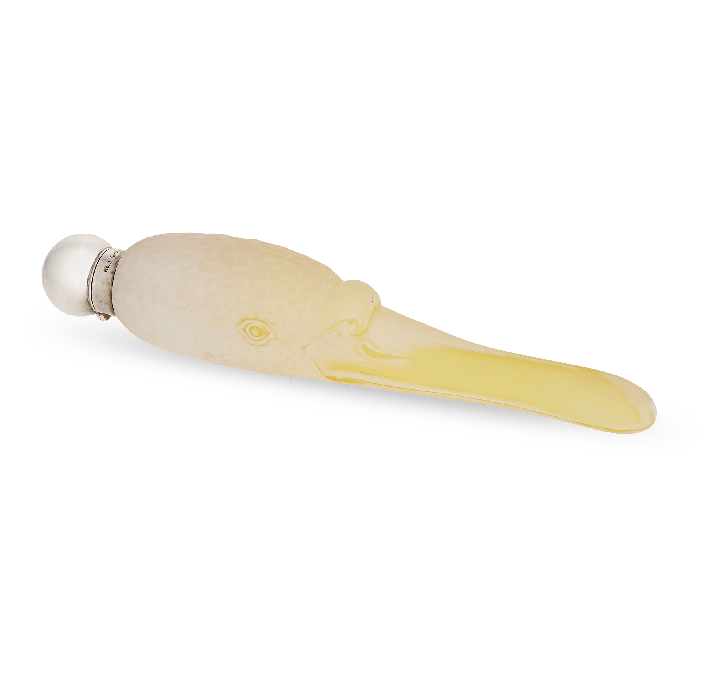 Yellow and White Swan Cameo Glass Perfume Bottle by Thomas Webb & Sons