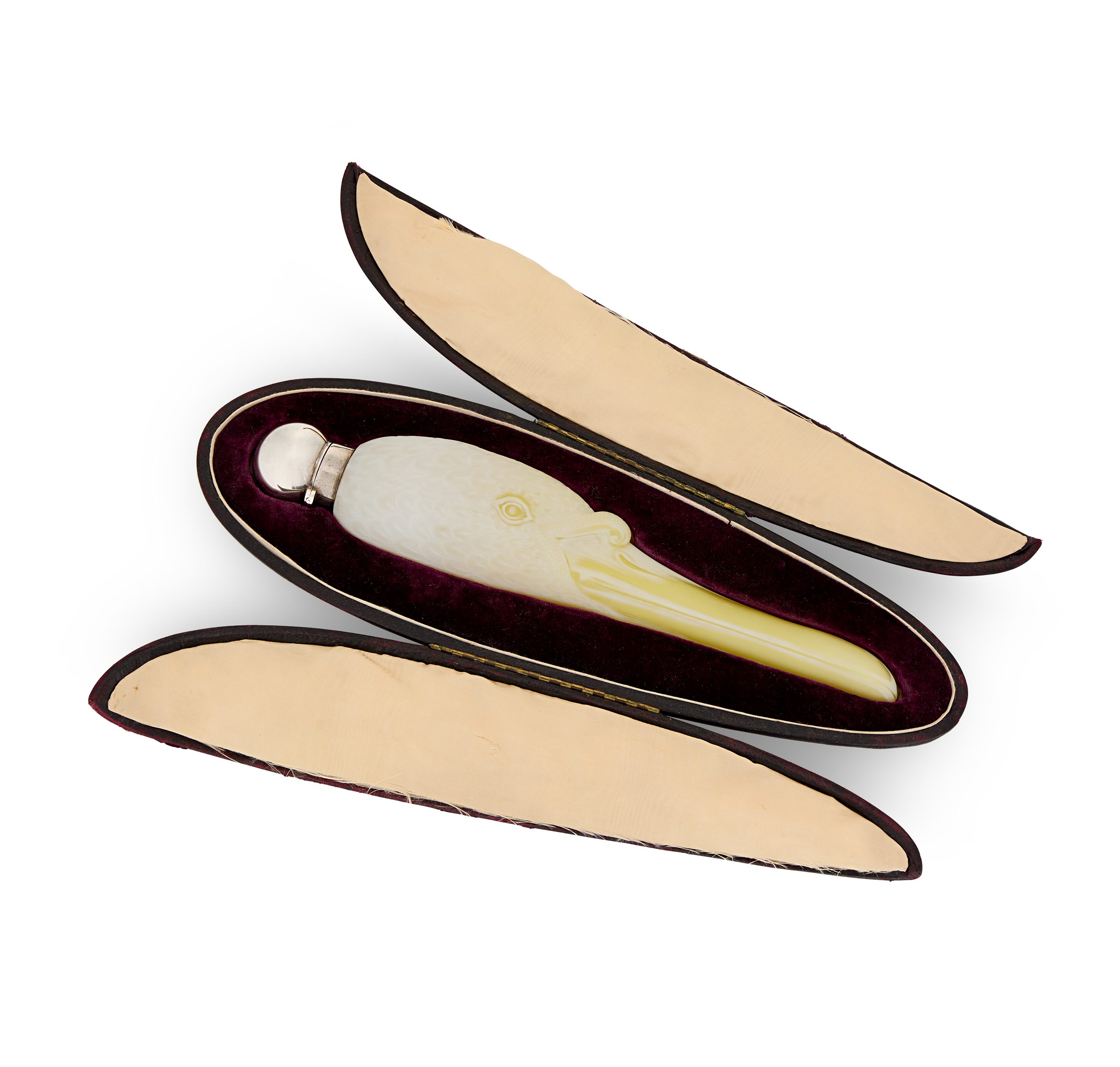 Yellow and White Swan Cameo Glass Perfume Bottle by Thomas Webb & Sons