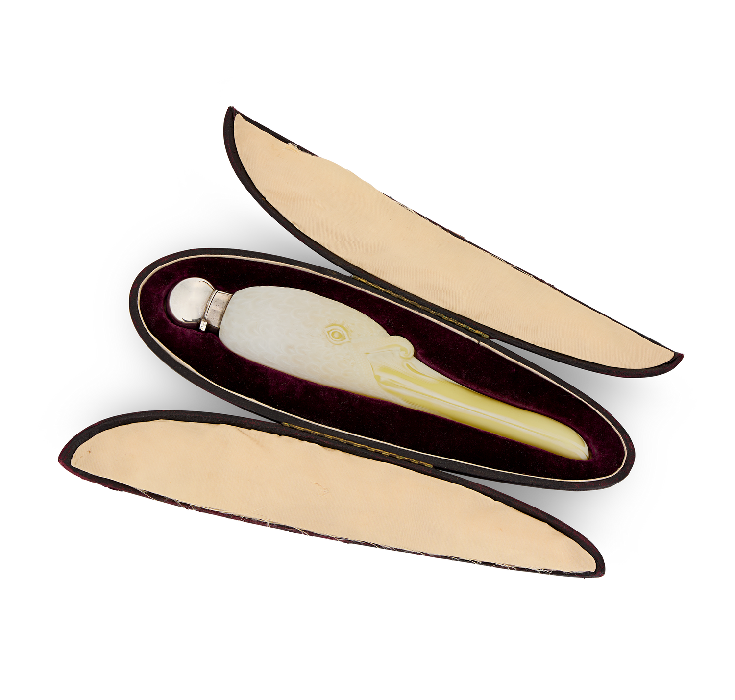 Yellow and White Swan Cameo Glass Perfume Bottle by Thomas Webb & Sons