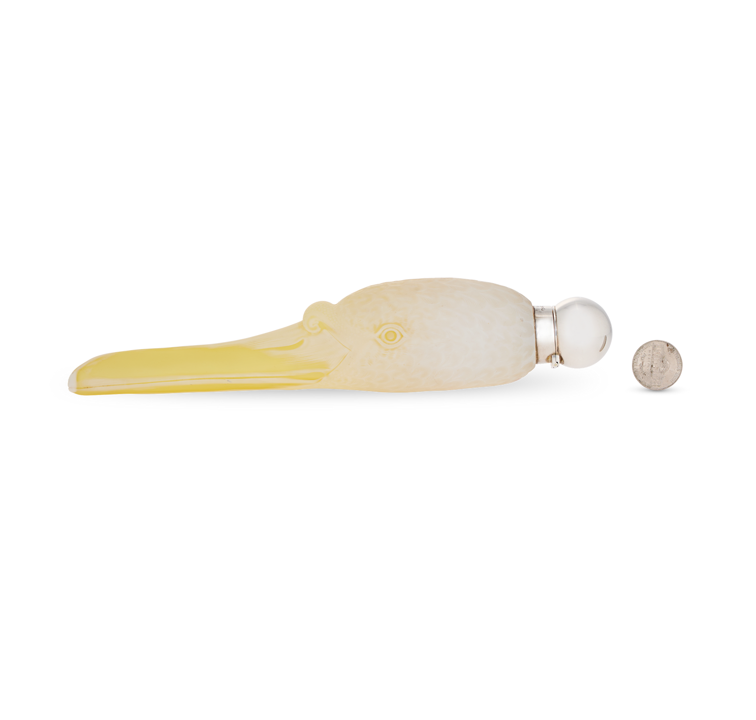 Yellow and White Swan Cameo Glass Perfume Bottle by Thomas Webb & Sons