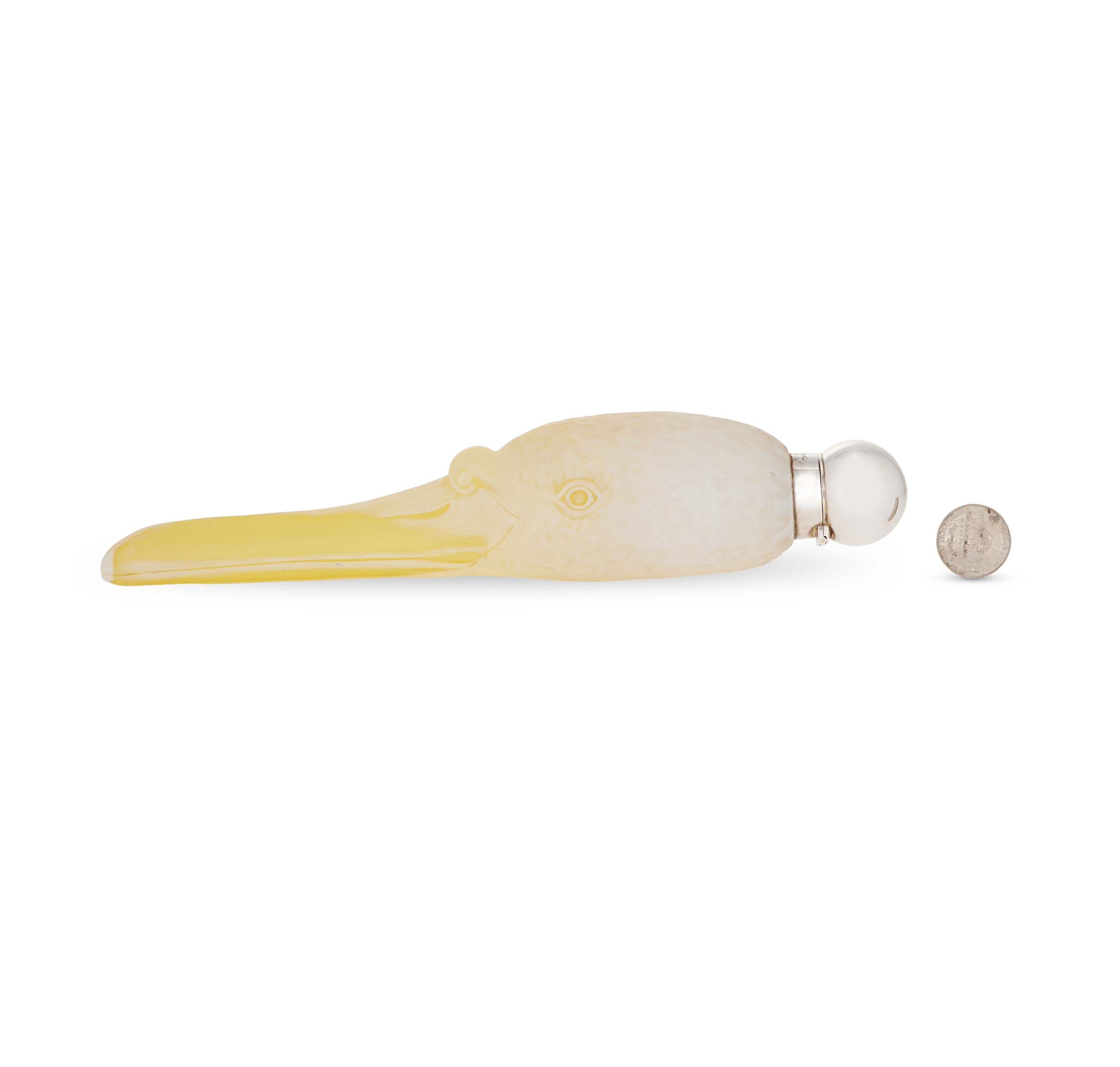 Yellow and White Swan Cameo Glass Perfume Bottle by Thomas Webb & Sons
