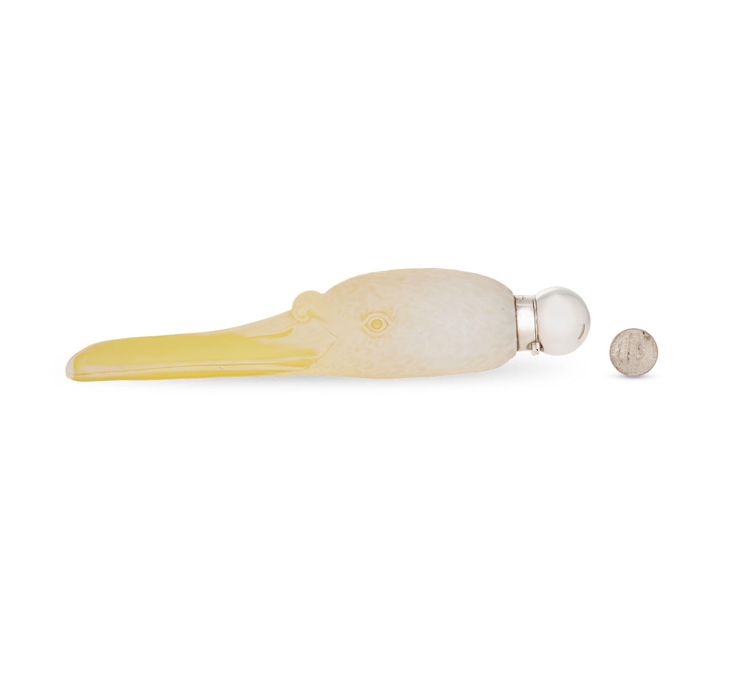 Yellow and White Swan Cameo Glass Perfume Bottle by Thomas Webb & Sons