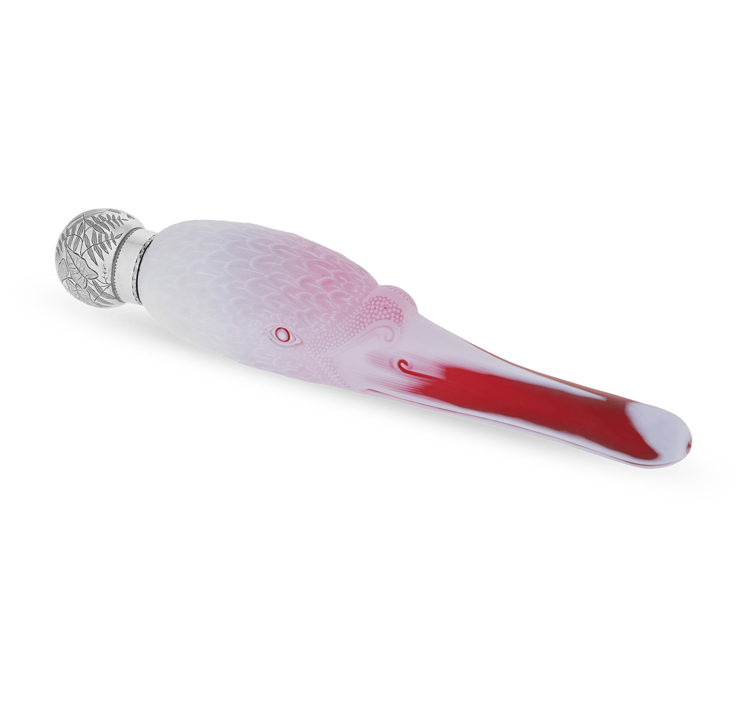 White and Pink Glass Swan Perfume Bottle by Thomas Webb & Sons