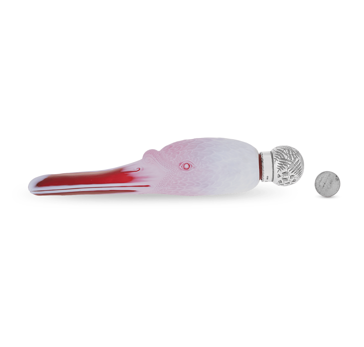 White and Pink Glass Swan Perfume Bottle by Thomas Webb & Sons