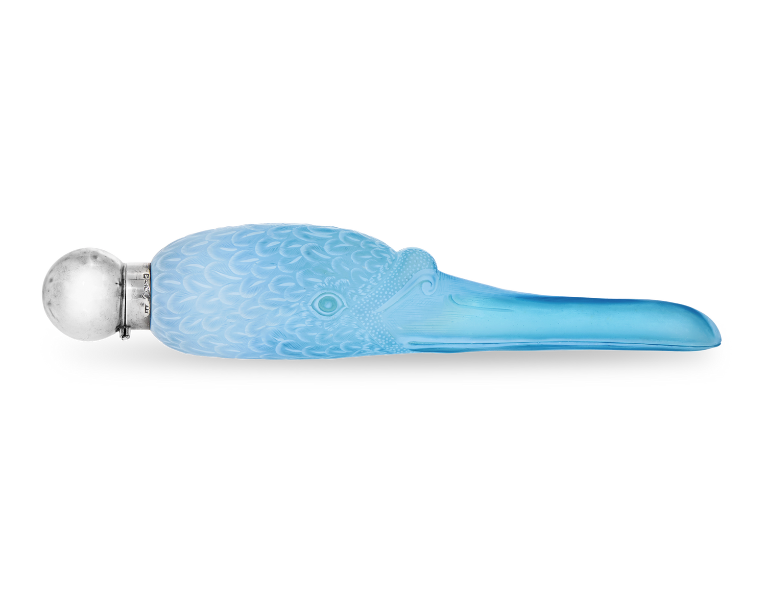 Blue Glass Swan Perfume Bottle by Thomas Webb & Sons