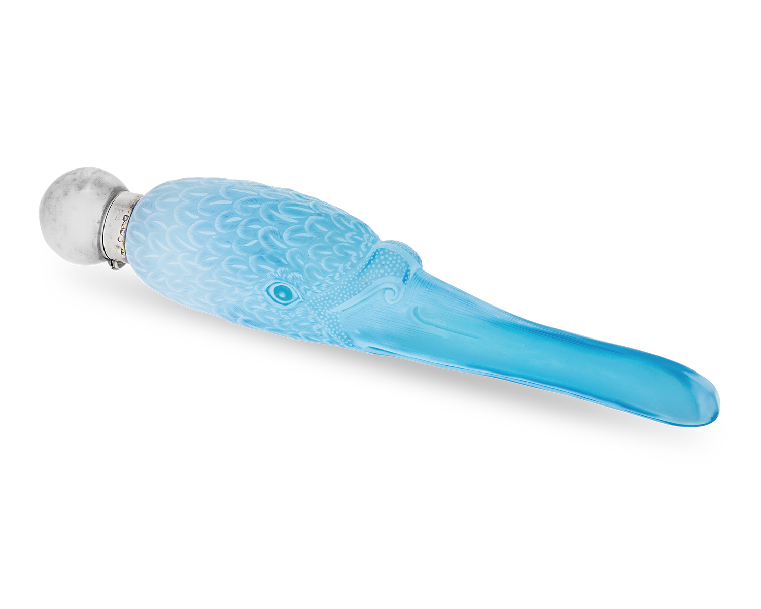 Blue Glass Swan Perfume Bottle by Thomas Webb & Sons