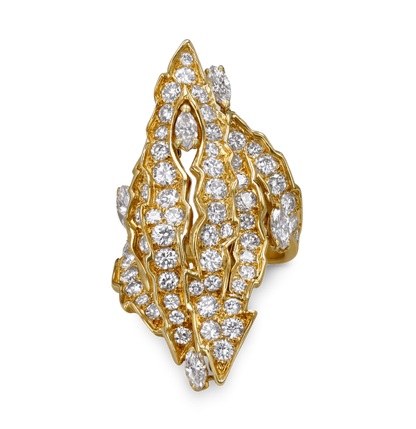 Sculptural Gold and Diamond Ring, 4.00 Carats