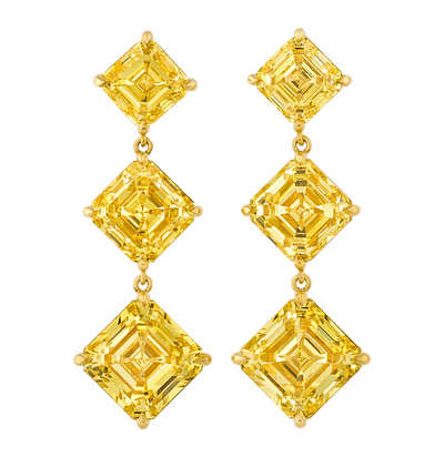 Fancy Vivid Yellow Diamond Earrings, 21.20 Carats