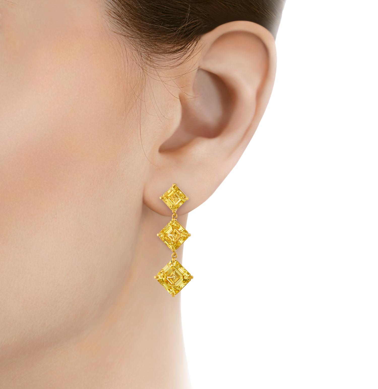 Fancy Vivid Yellow Diamond Earrings, 21.20 Carats
