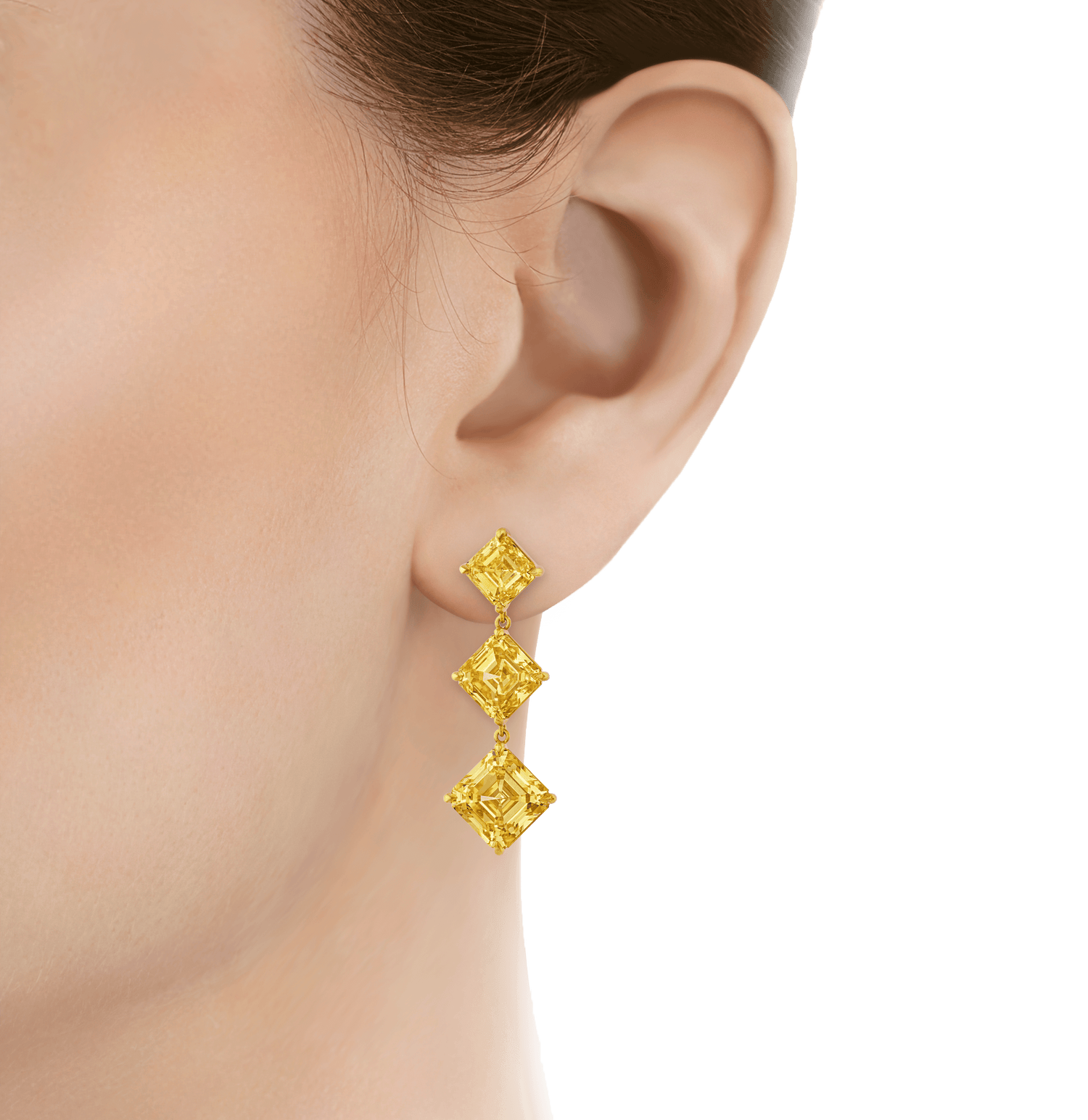Fancy Vivid Yellow Diamond Earrings, 21.20 Carats
