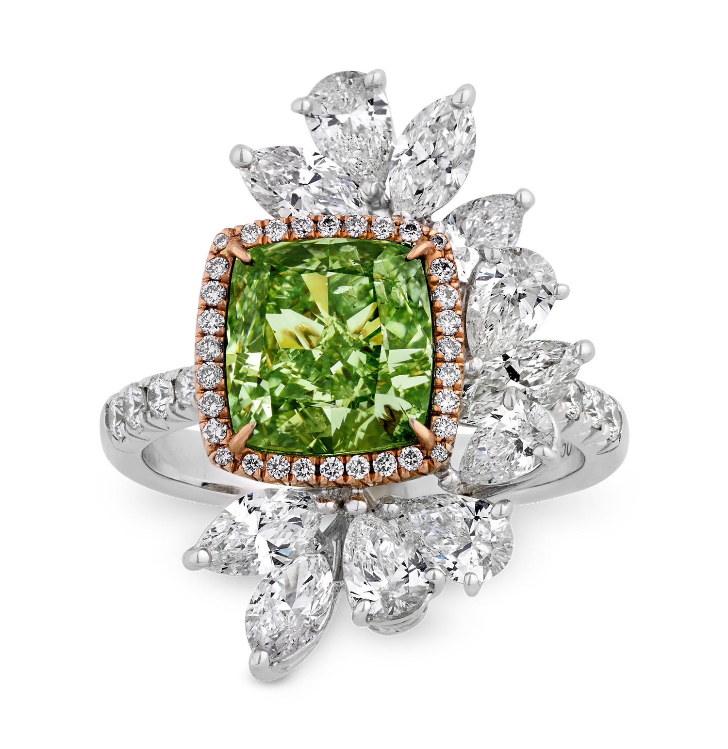 Fancy Brownish Greenish Yellow Diamond Ring, 3.19 Carats