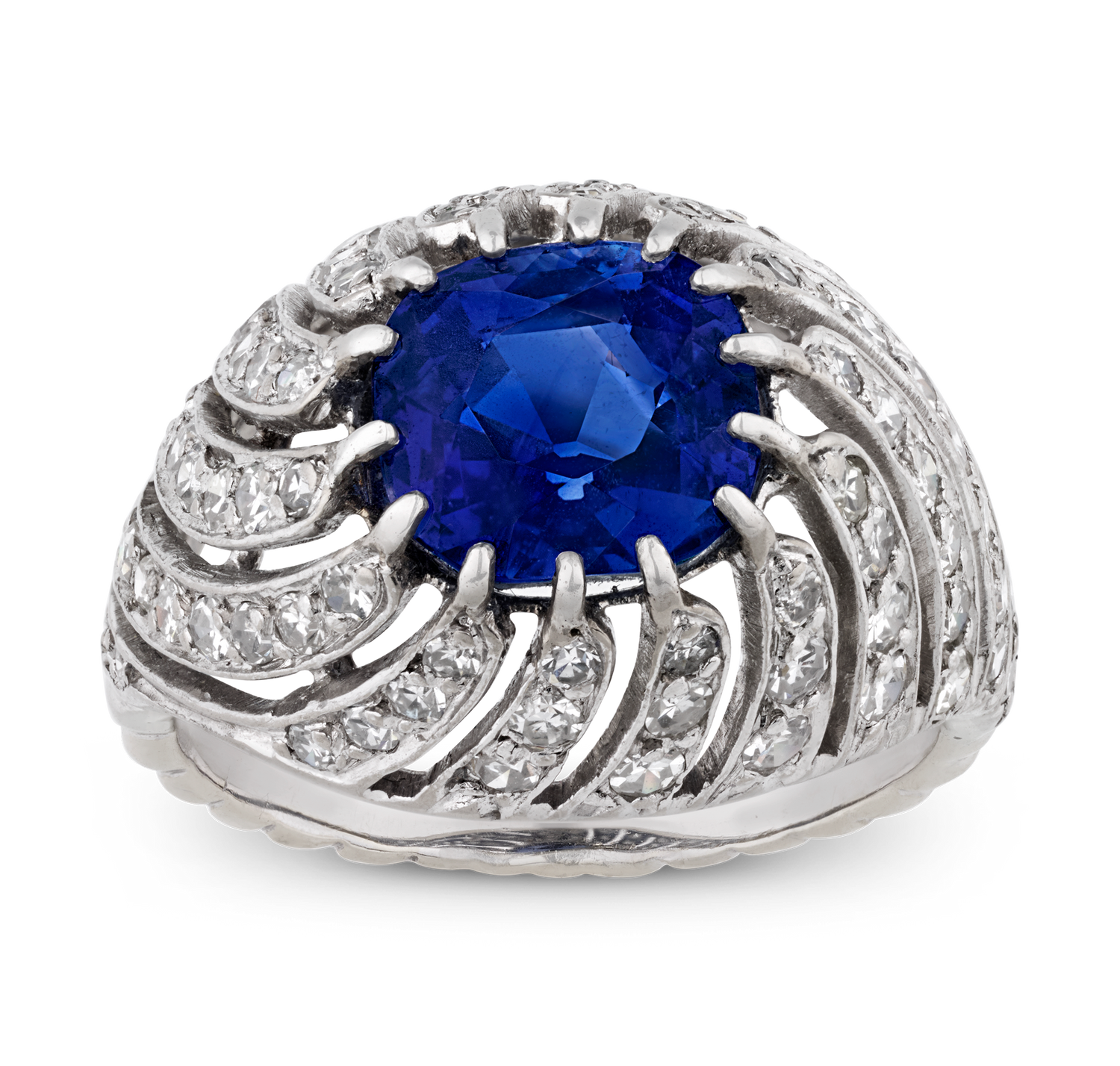 Kashmir Sapphire Bombé Ring, 3.53 Carats