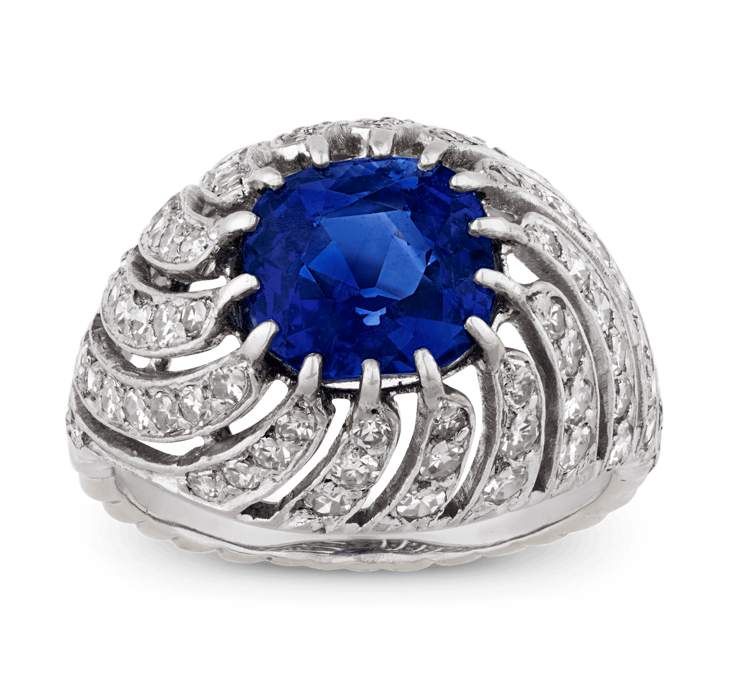 Kashmir Sapphire Bombé Ring, 3.53 Carats