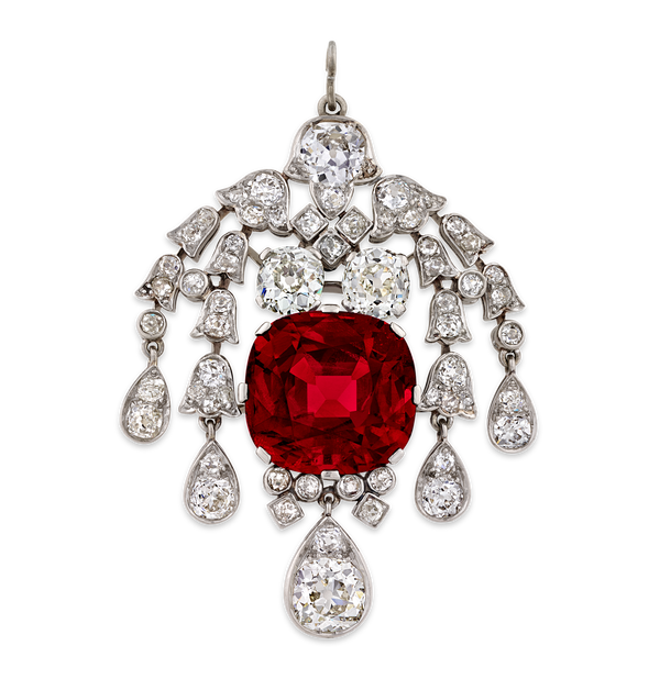 Red Burma Spinel Pendant, Untreated, 15.96 Carats