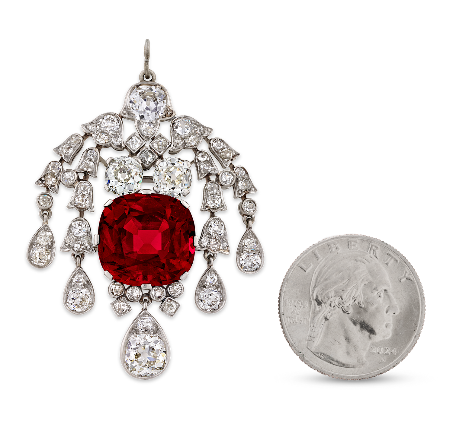 Red Burma Spinel Pendant, Untreated, 15.96 Carats