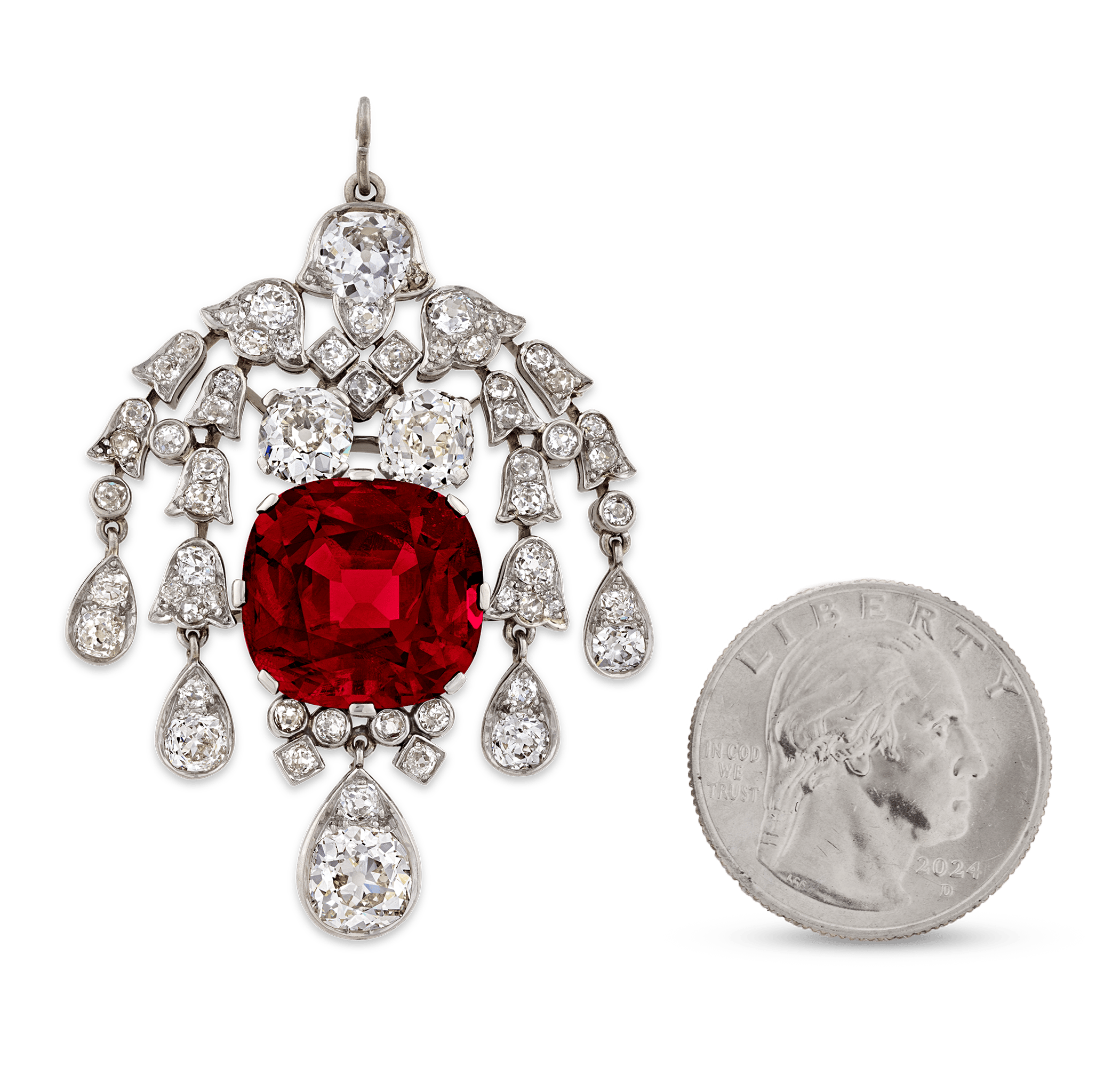 Red Burma Spinel Pendant, Untreated, 15.96 Carats