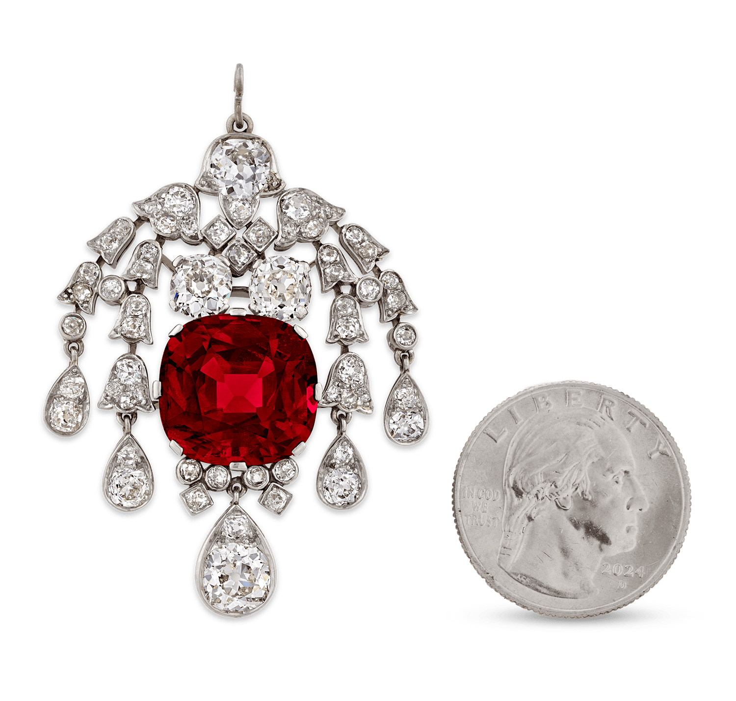 Red Burma Spinel Pendant, Untreated, 15.96 Carats