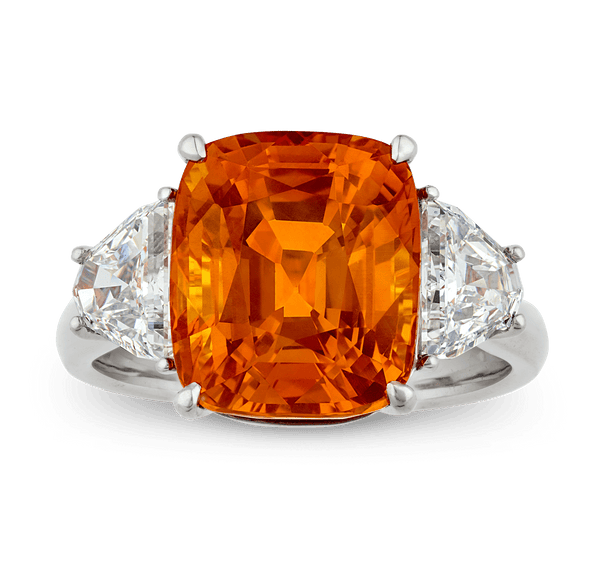 Yellowish Orange Sapphire Ring, 10.00 Carats