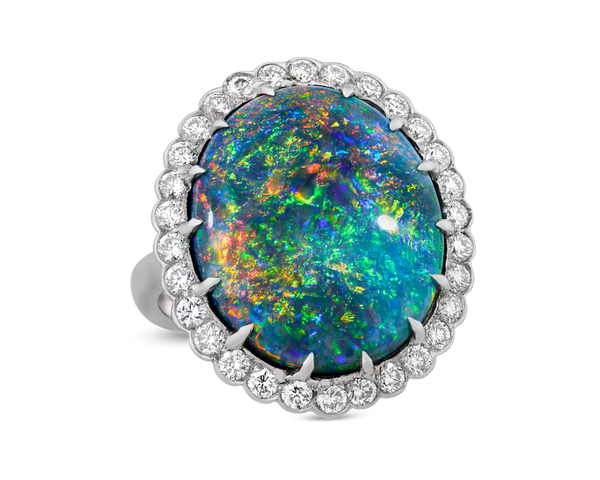 Black Opal Ring, 12.80 Carats