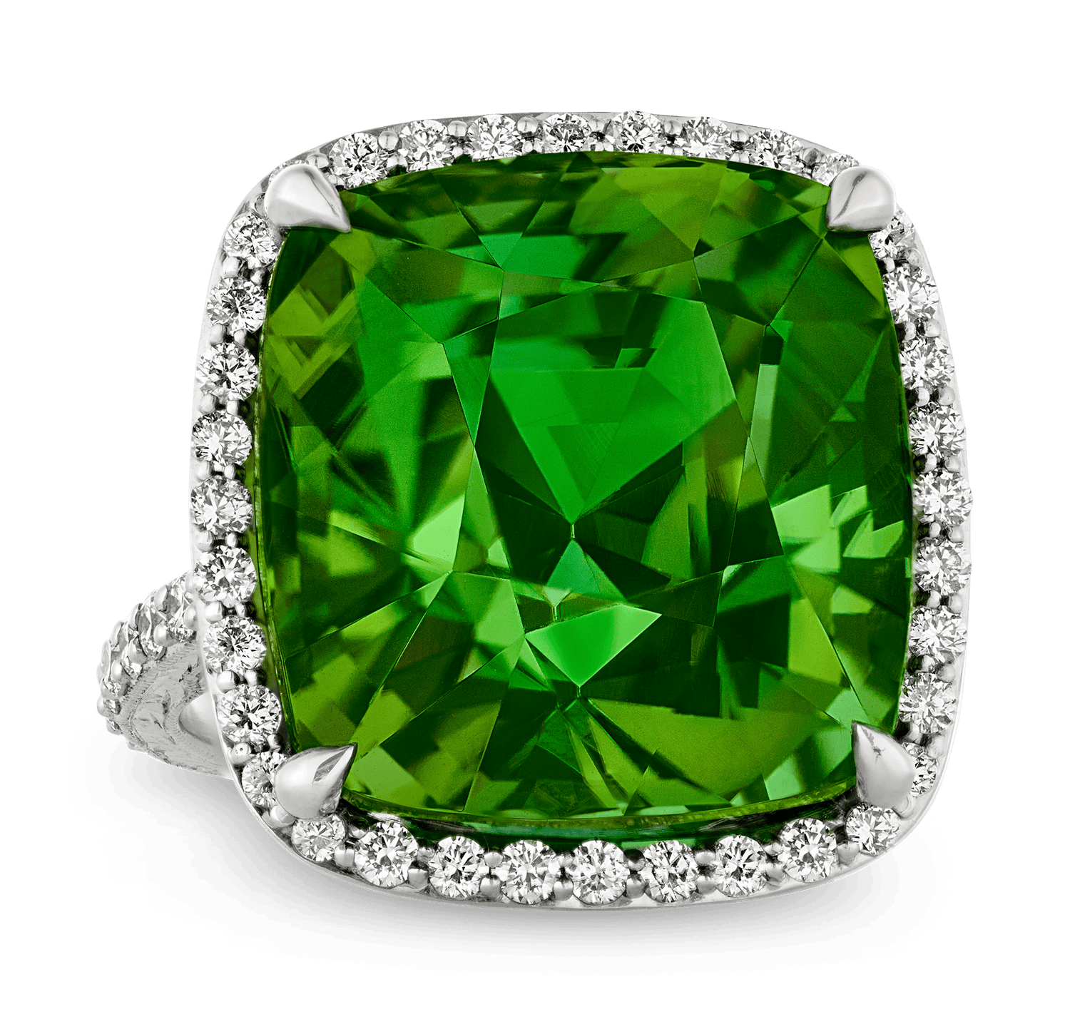 Green Neon Tourmaline Ring, 34.81 Carats