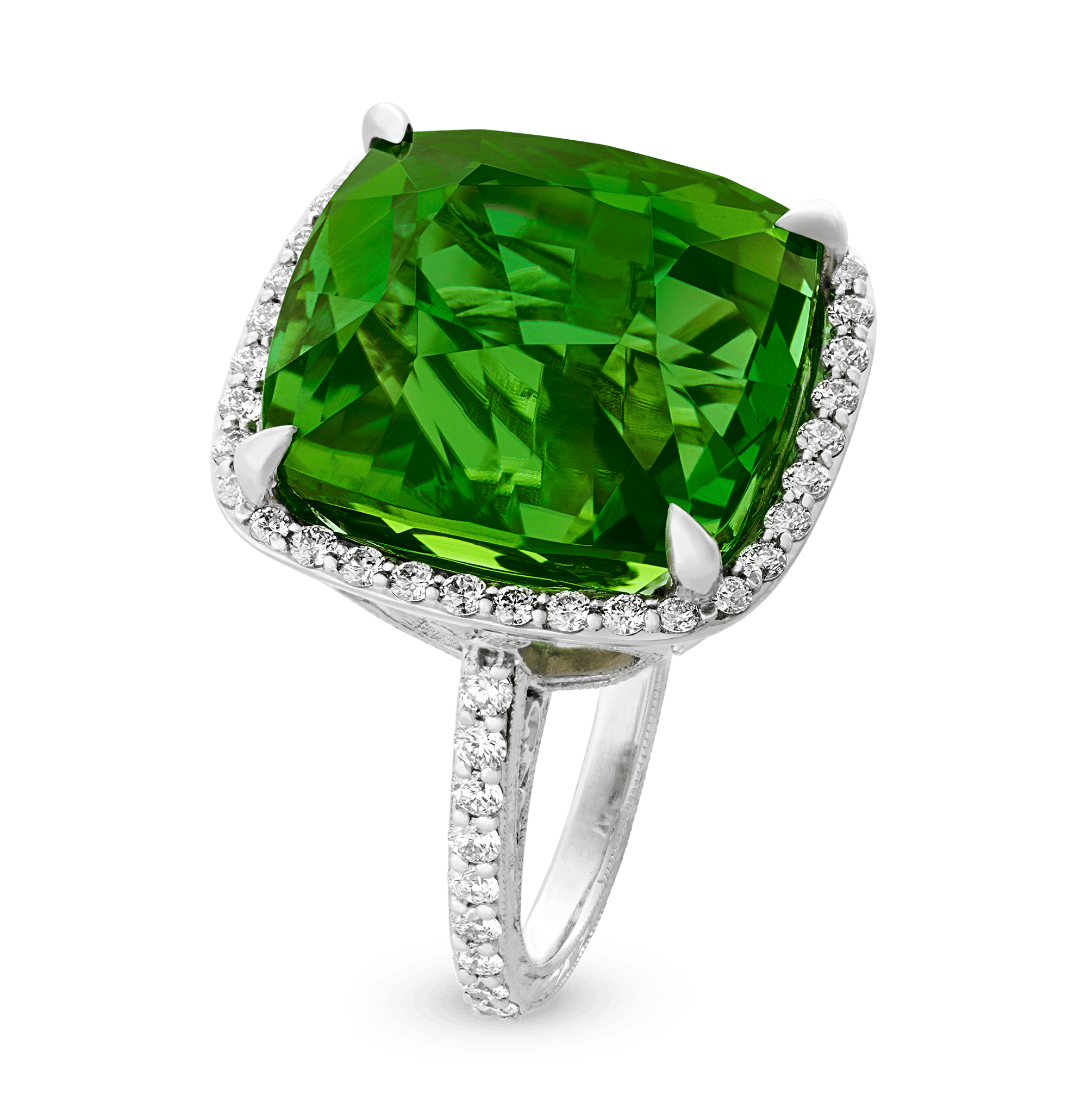 Green Neon Tourmaline Ring, 34.81 Carats