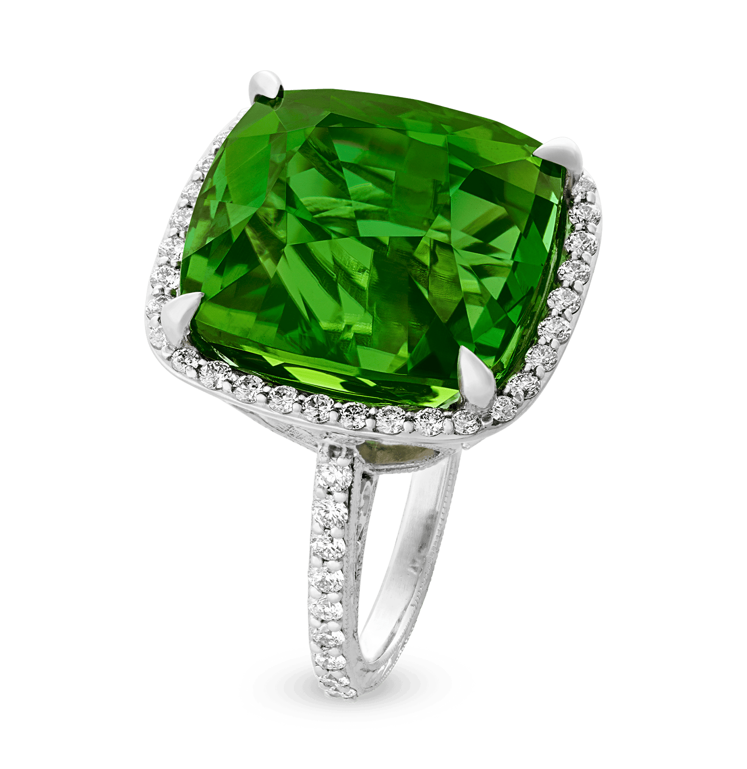 Green Neon Tourmaline Ring, 34.81 Carats