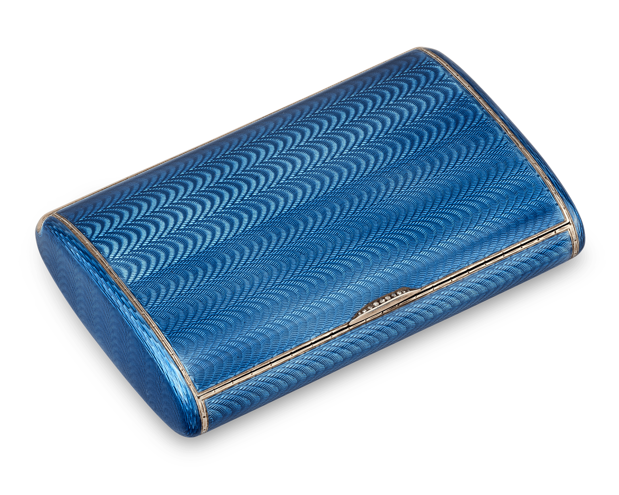 guilloche enamel cigarette case Blue 900 Silver Guilloche Enamel Cigarette Case, G