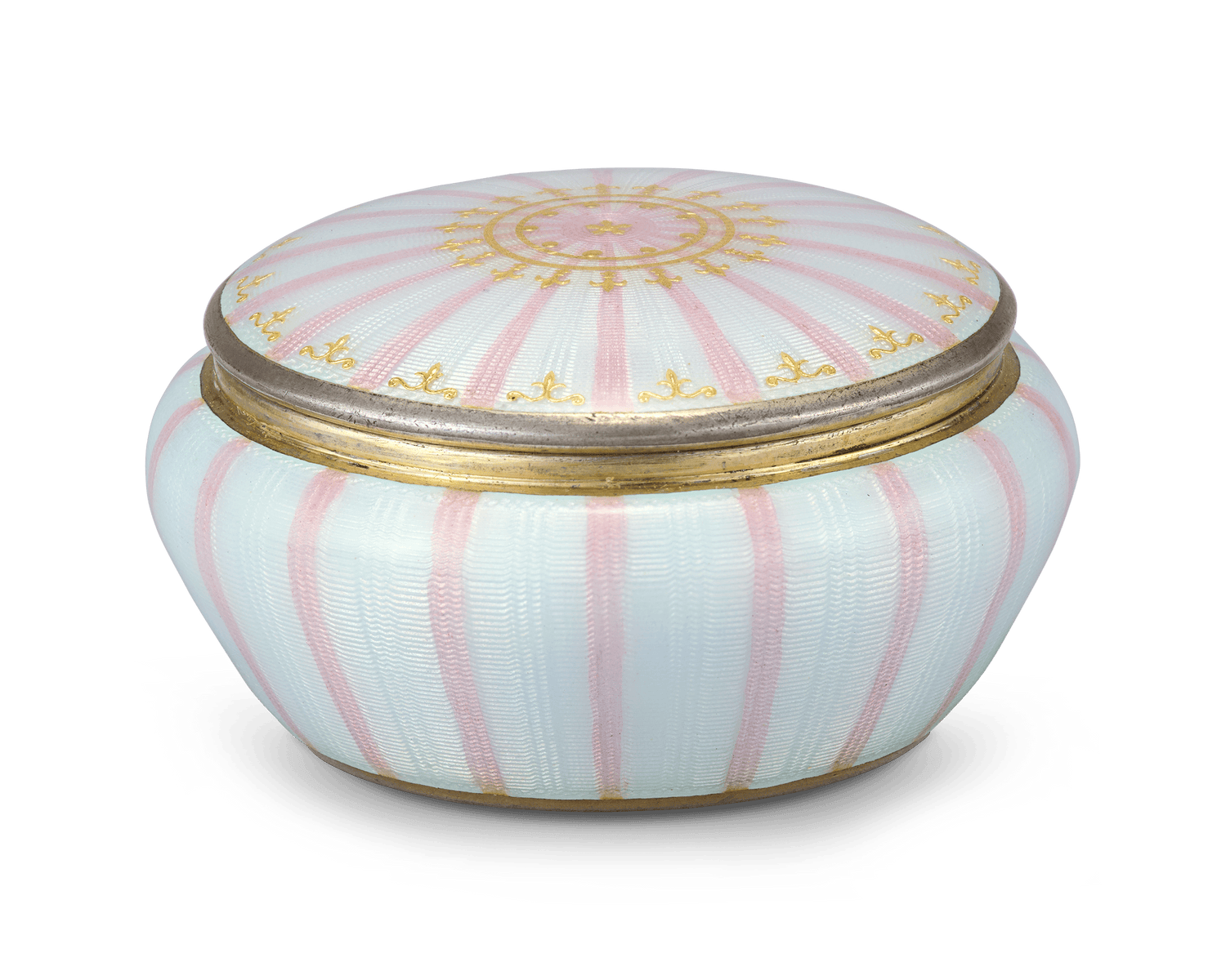 Bolin Guilloché Enamel and Silver Pill Box