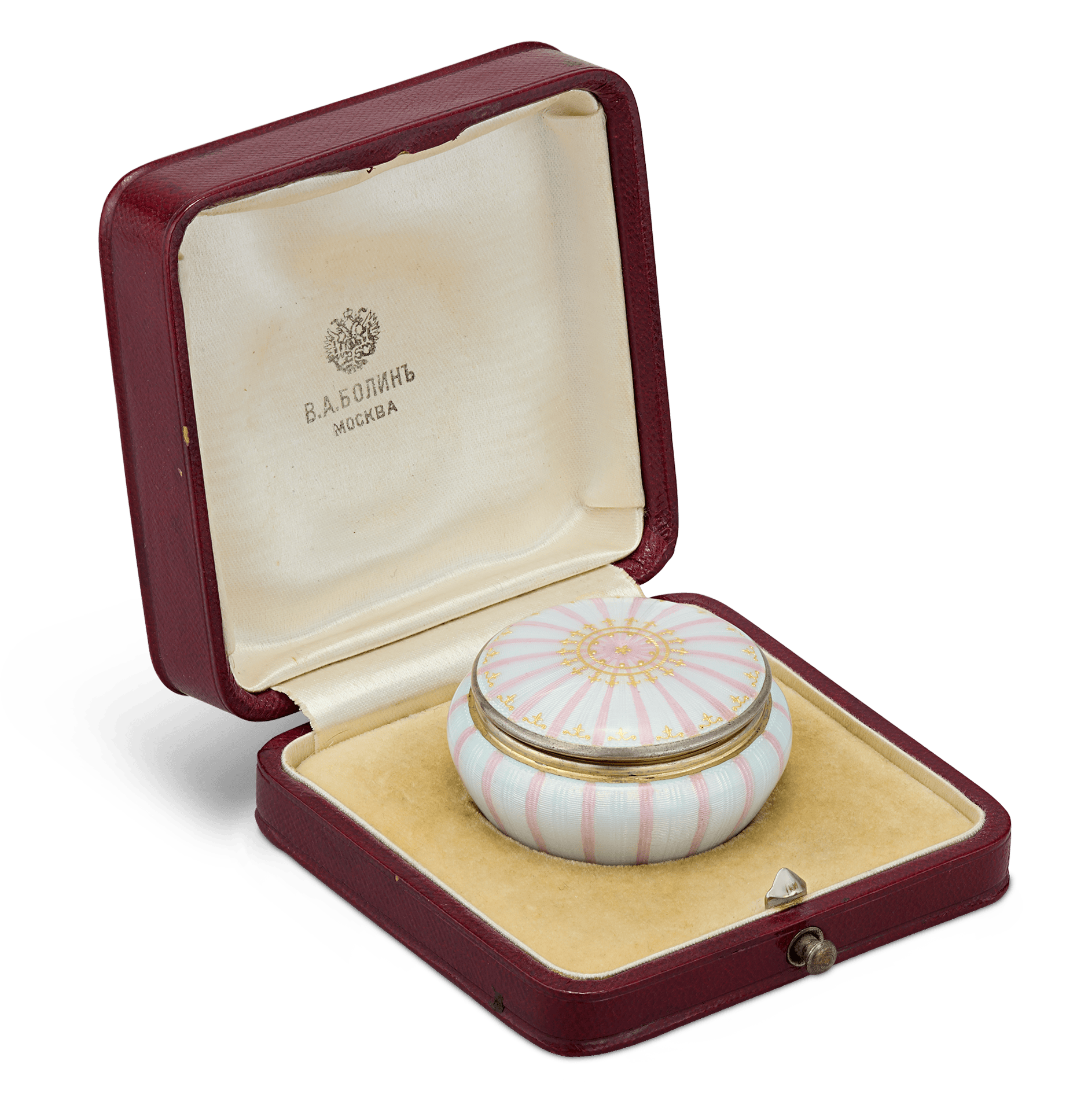 Bolin Guilloché Enamel and Silver Pill Box