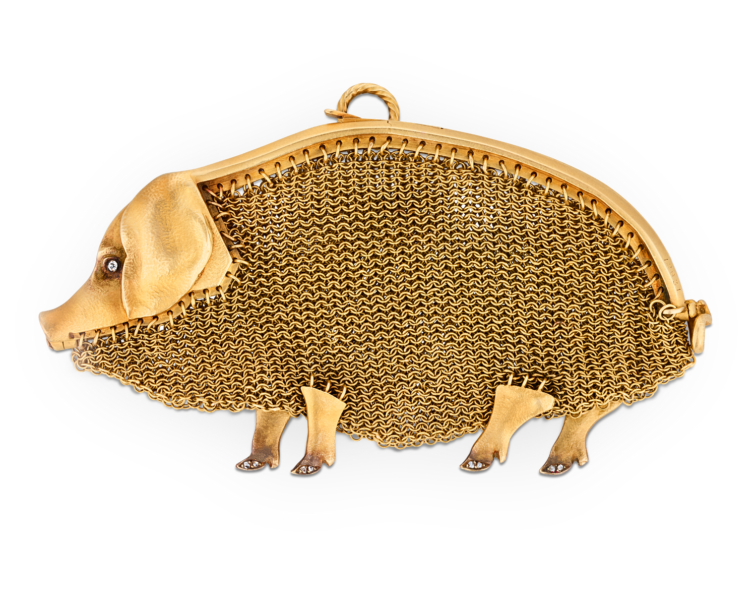 Lacloche Frères Gold and Diamond Pig Purse