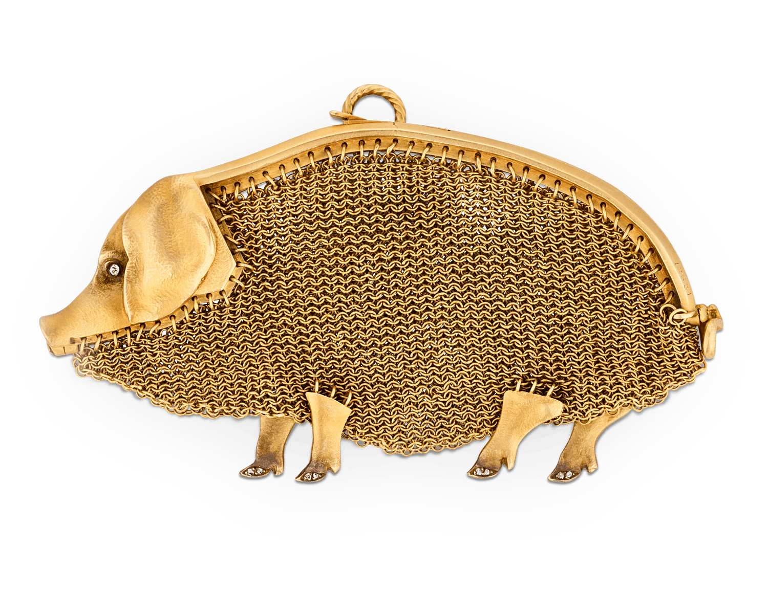 Lacloche Frères Gold and Diamond Pig Purse