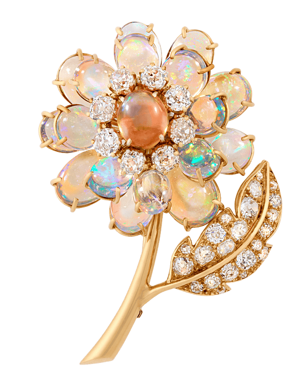 René Boivin Opal Floral Brooch