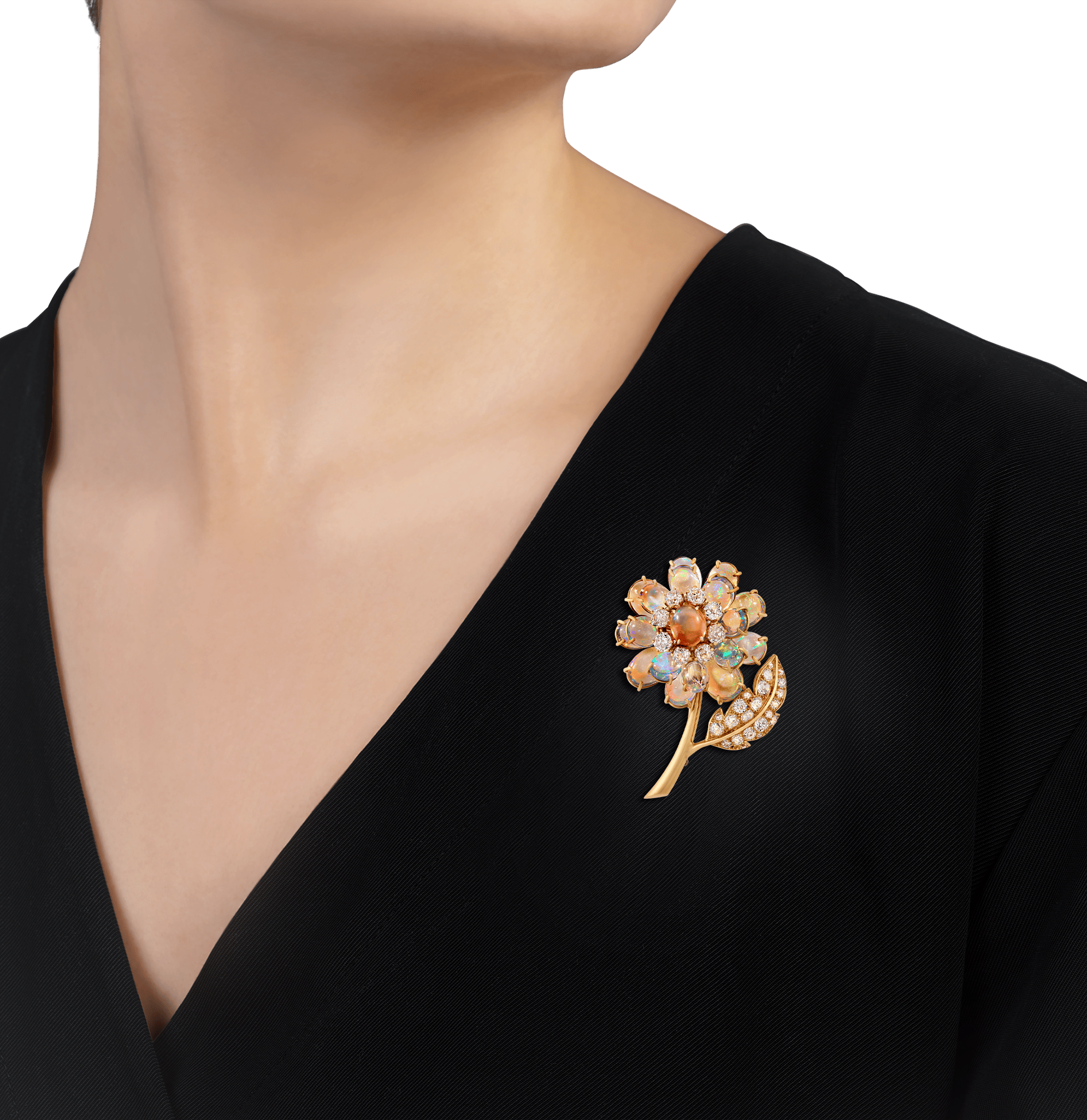 René Boivin Opal Floral Brooch