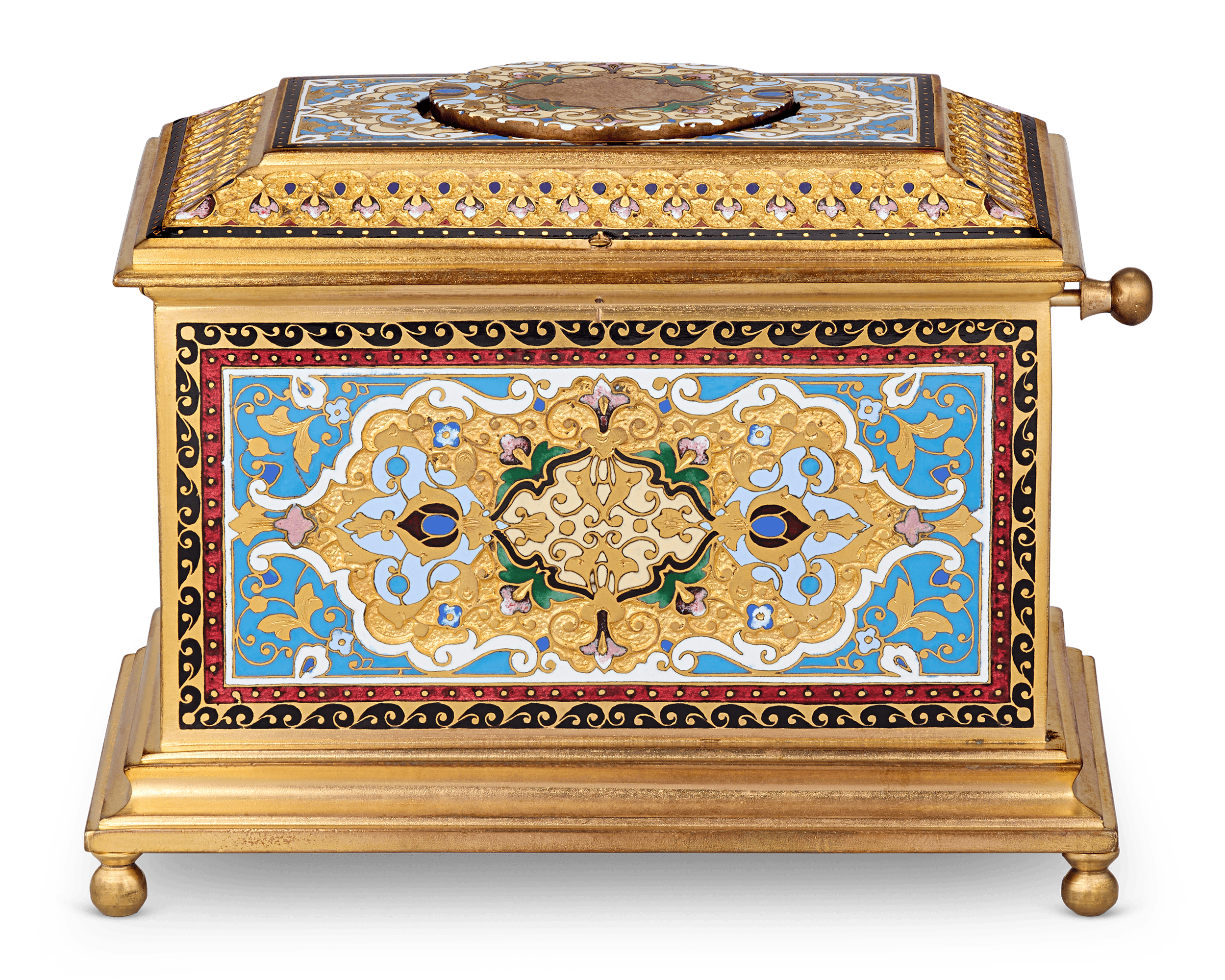 Ormolu and Champlevé Enamel Singing Bird Box