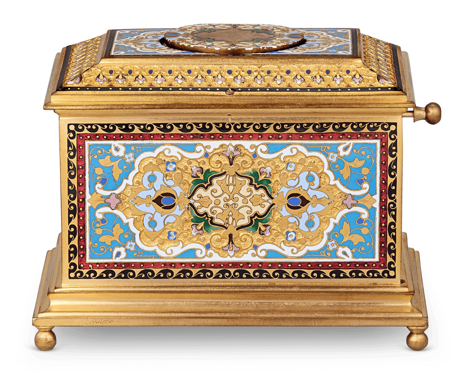 Ormolu and Champlevé Enamel Singing Bird Box