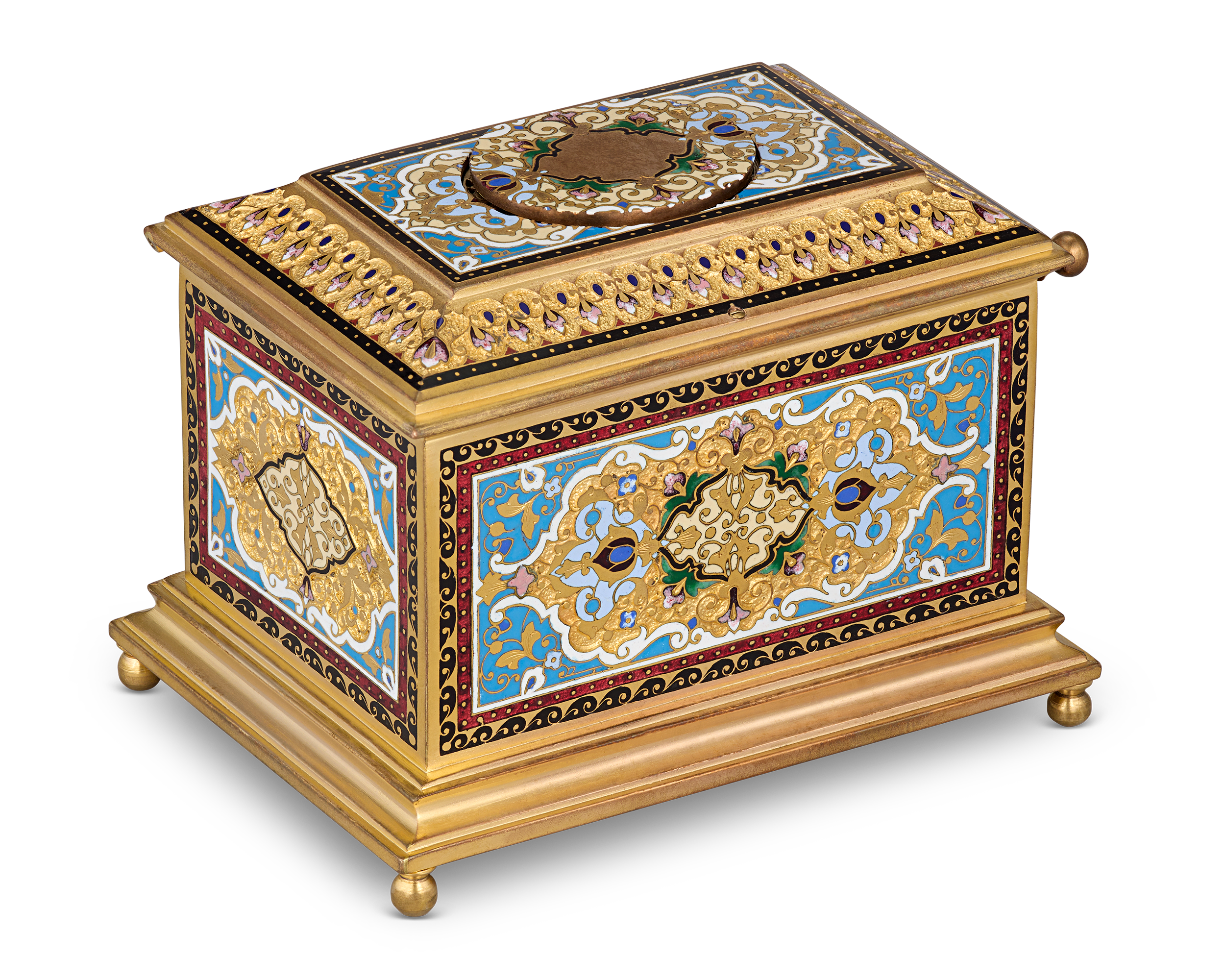 Ormolu and Champlevé Enamel Singing Bird Box