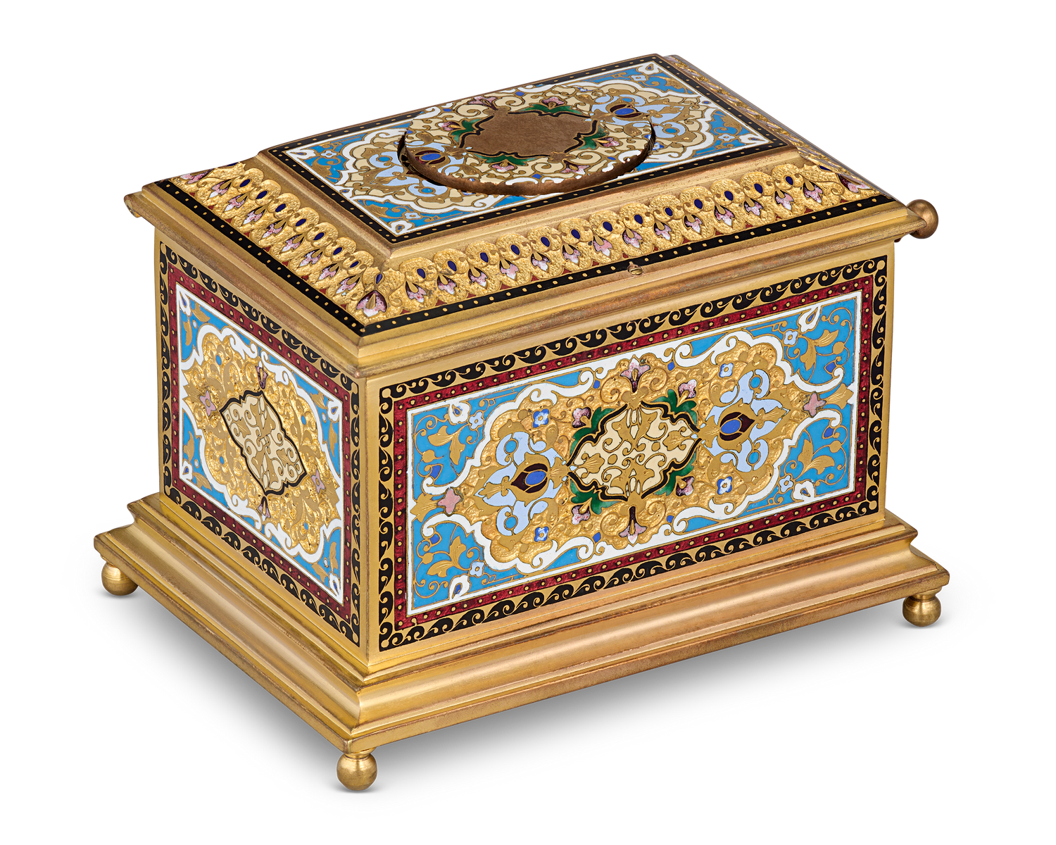 Ormolu and Champlevé Enamel Singing Bird Box