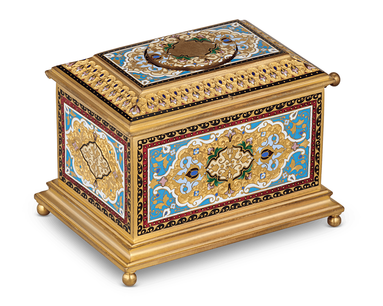 Ormolu and Champlevé Enamel Singing Bird Box