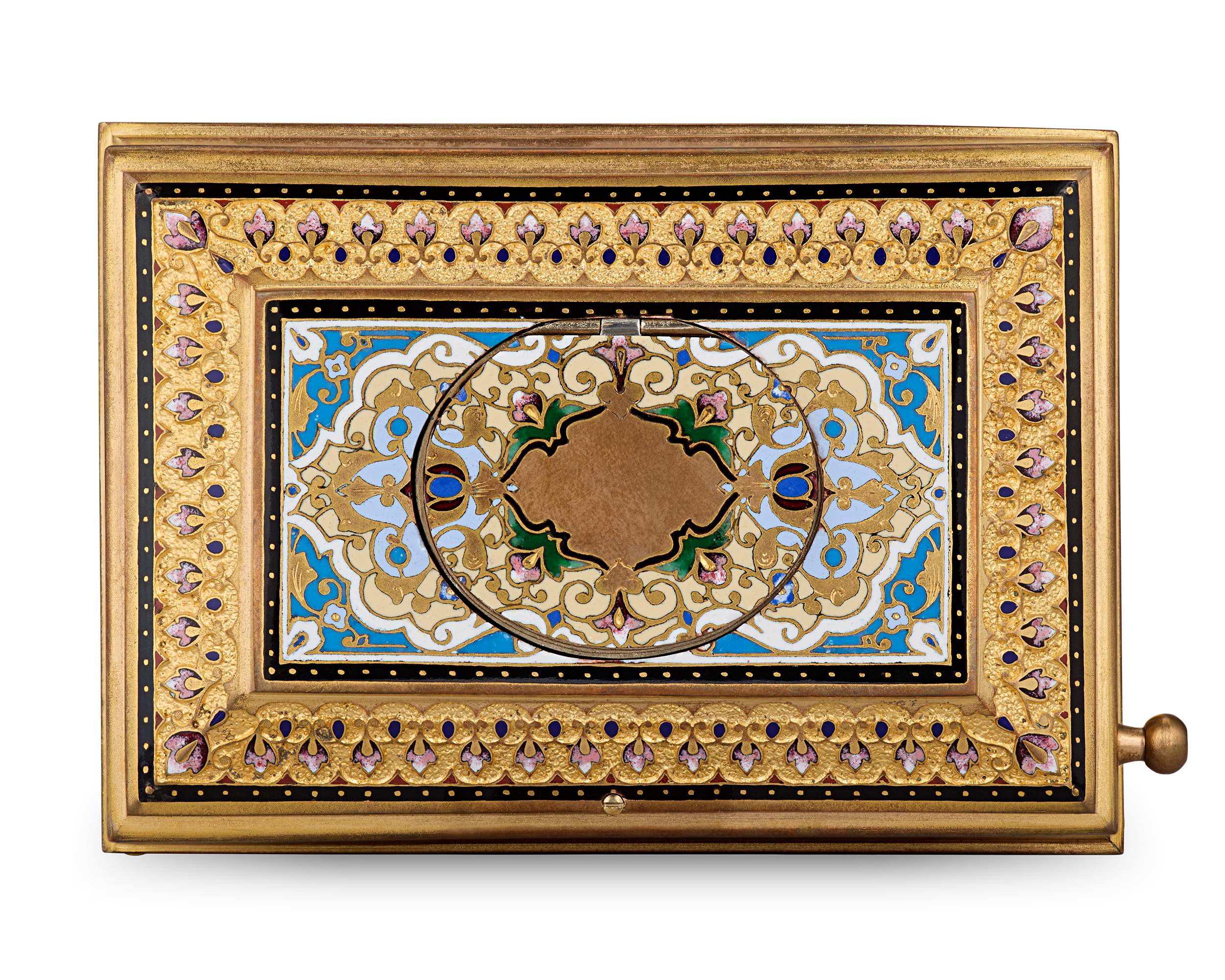 Ormolu and Champlevé Enamel Singing Bird Box