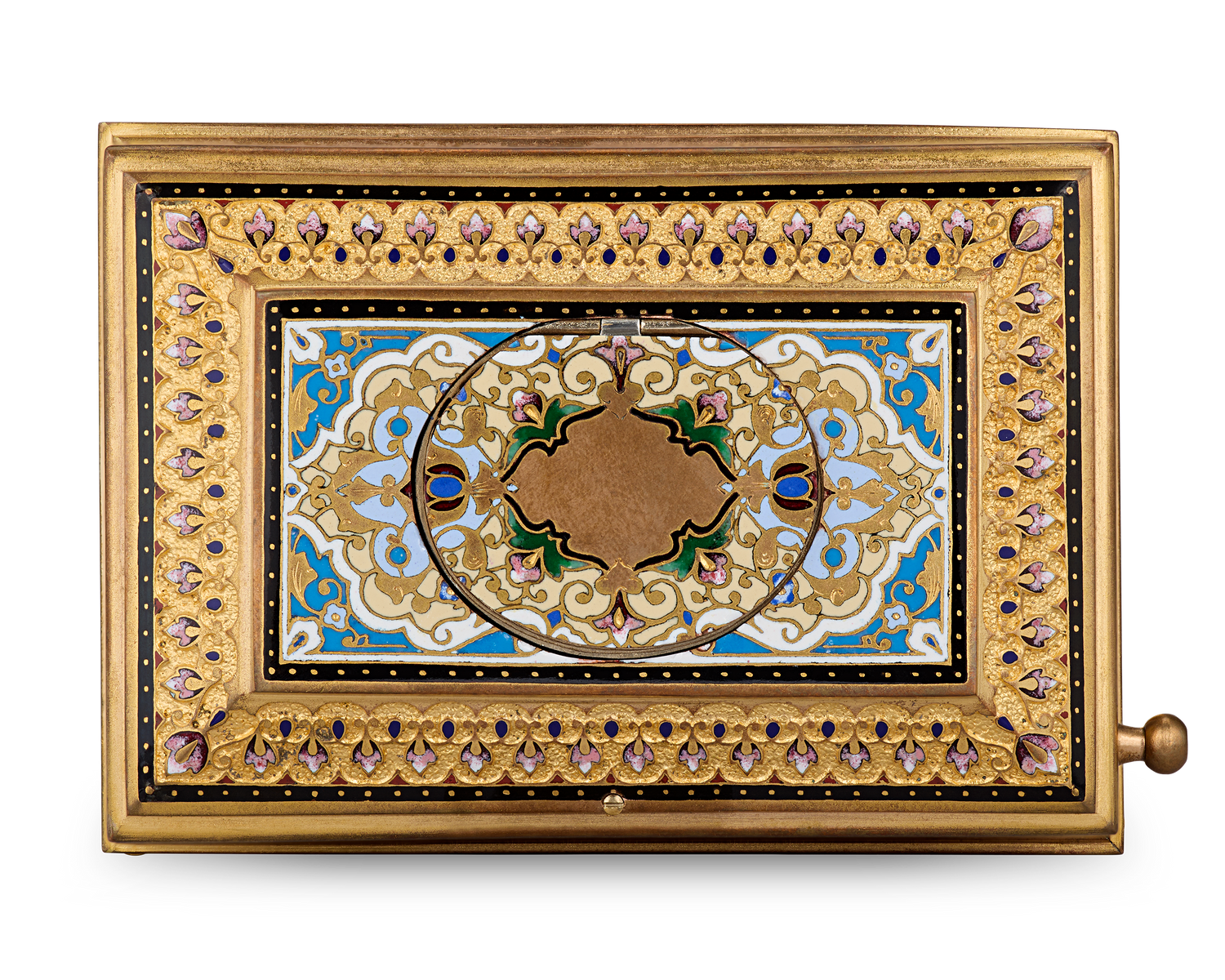 Ormolu and Champlevé Enamel Singing Bird Box