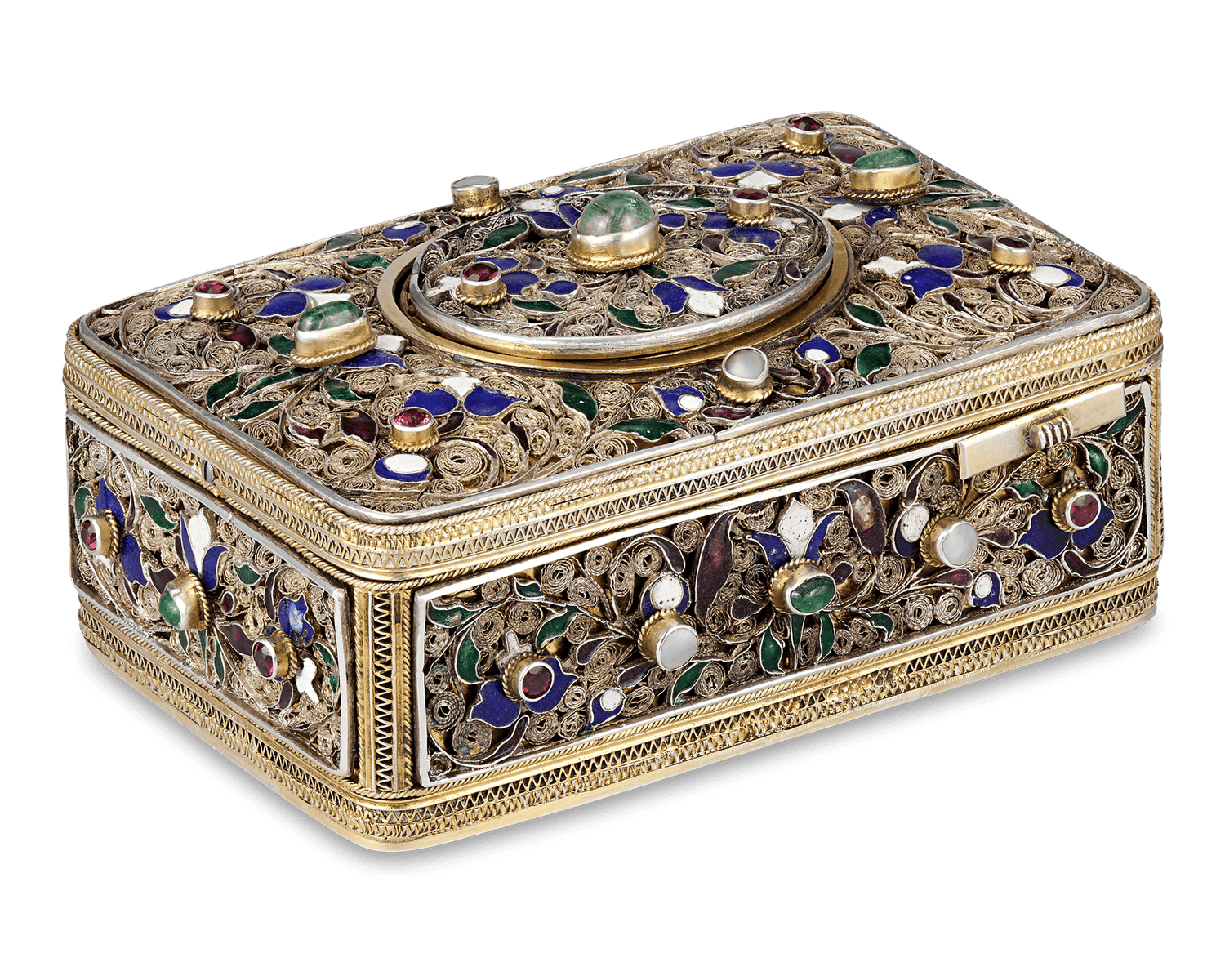 Austro-Hungarian Jeweled Silver Singing Bird Box