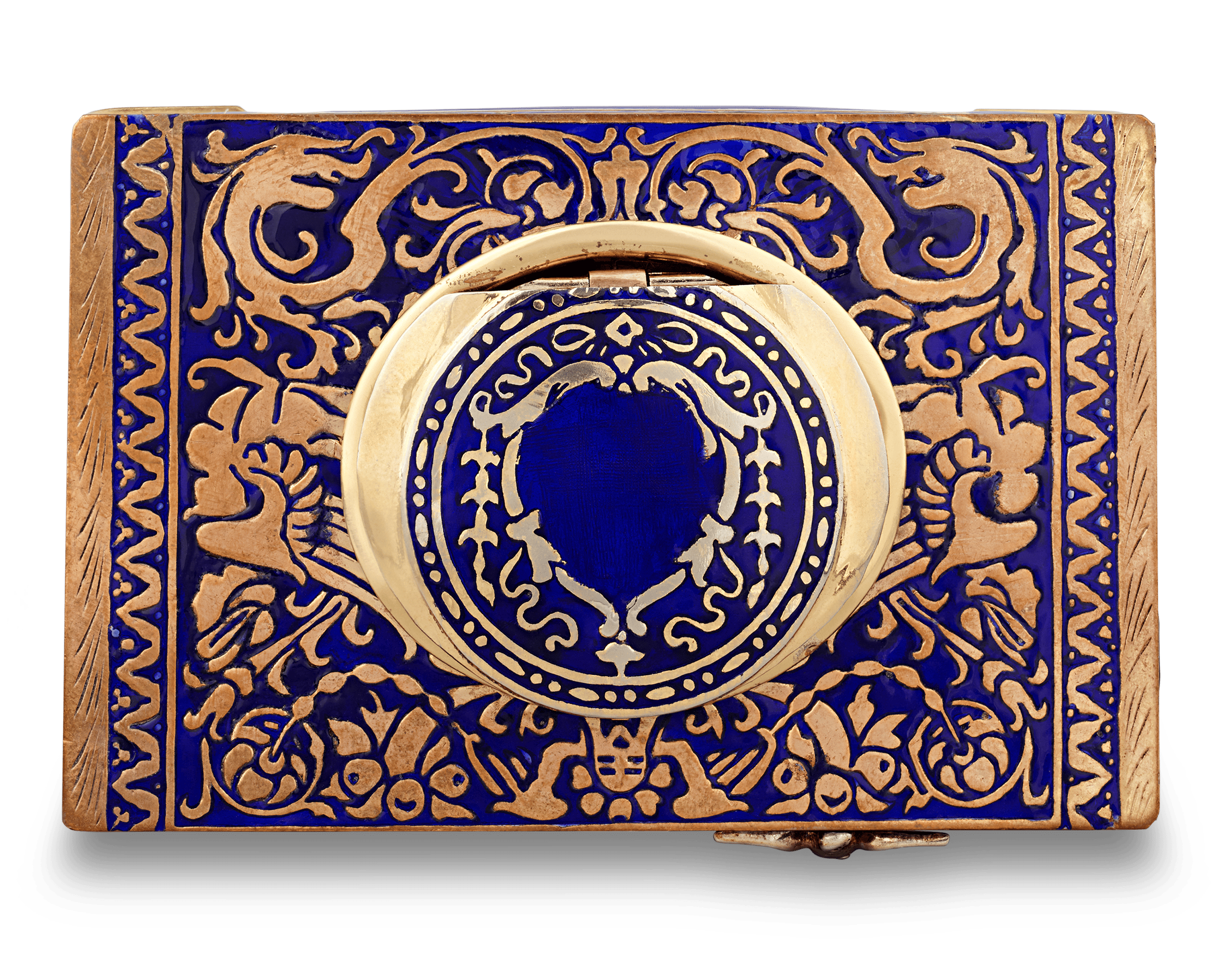 Cobalt Enamel Singing Bird Box
