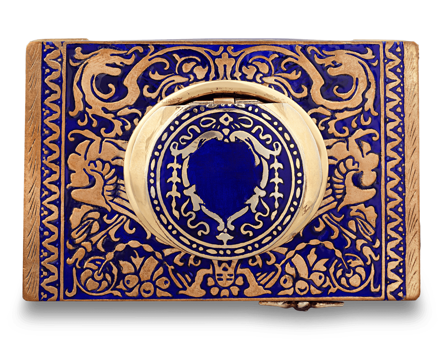 Cobalt Enamel Singing Bird Box