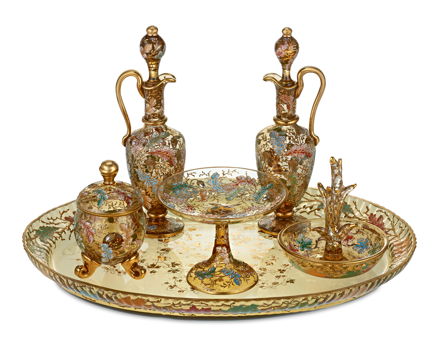 Moser Enameled Glass Dressing Table Set