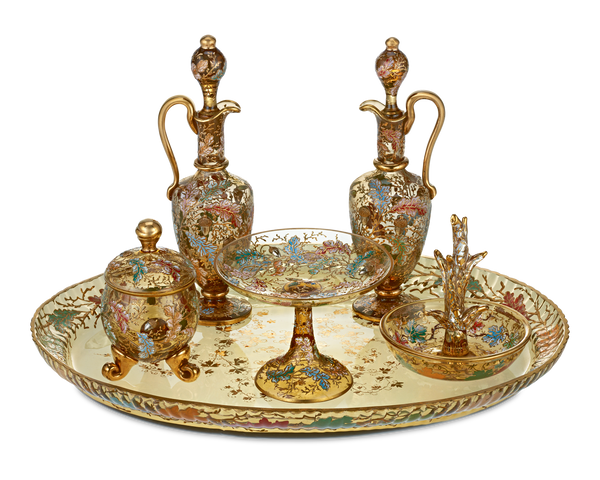 Moser Enameled Glass Dressing Table Set